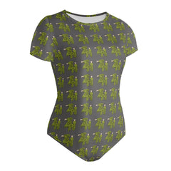 Womens Crew Neck Short Sleeve Slim Fit Bodysuit