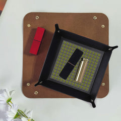 PU Leather Valet Tray with Dice Tray/Jewelry Key Coin Glasses Tray