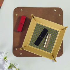 PU Leather Valet Tray with Dice Tray/Jewelry Key Coin Glasses Tray