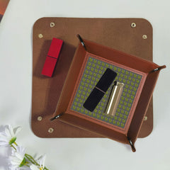 PU Leather Valet Tray with Dice Tray/Jewelry Key Coin Glasses Tray