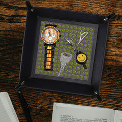 PU Leather Valet Tray with Dice Tray/Jewelry Key Coin Glasses Tray