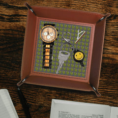 PU Leather Valet Tray with Dice Tray/Jewelry Key Coin Glasses Tray