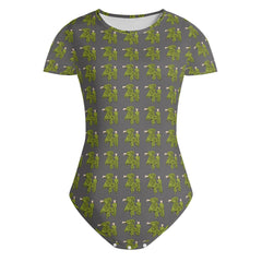 Womens Crew Neck Short Sleeve Slim Fit Bodysuit