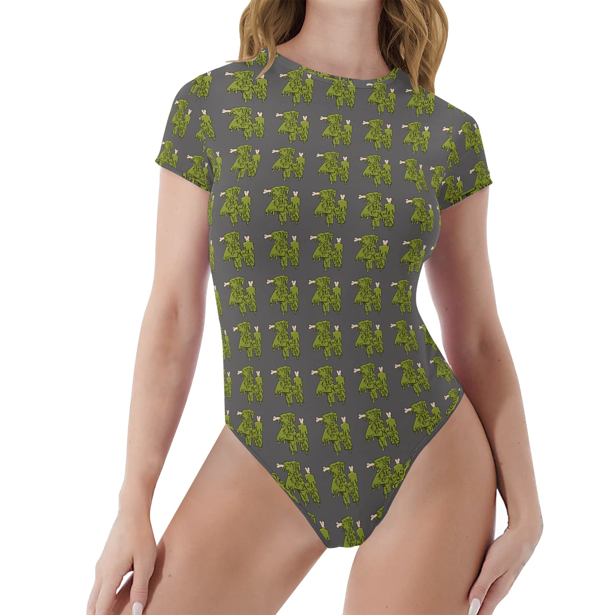 Womens Crew Neck Short Sleeve Slim Fit Bodysuit
