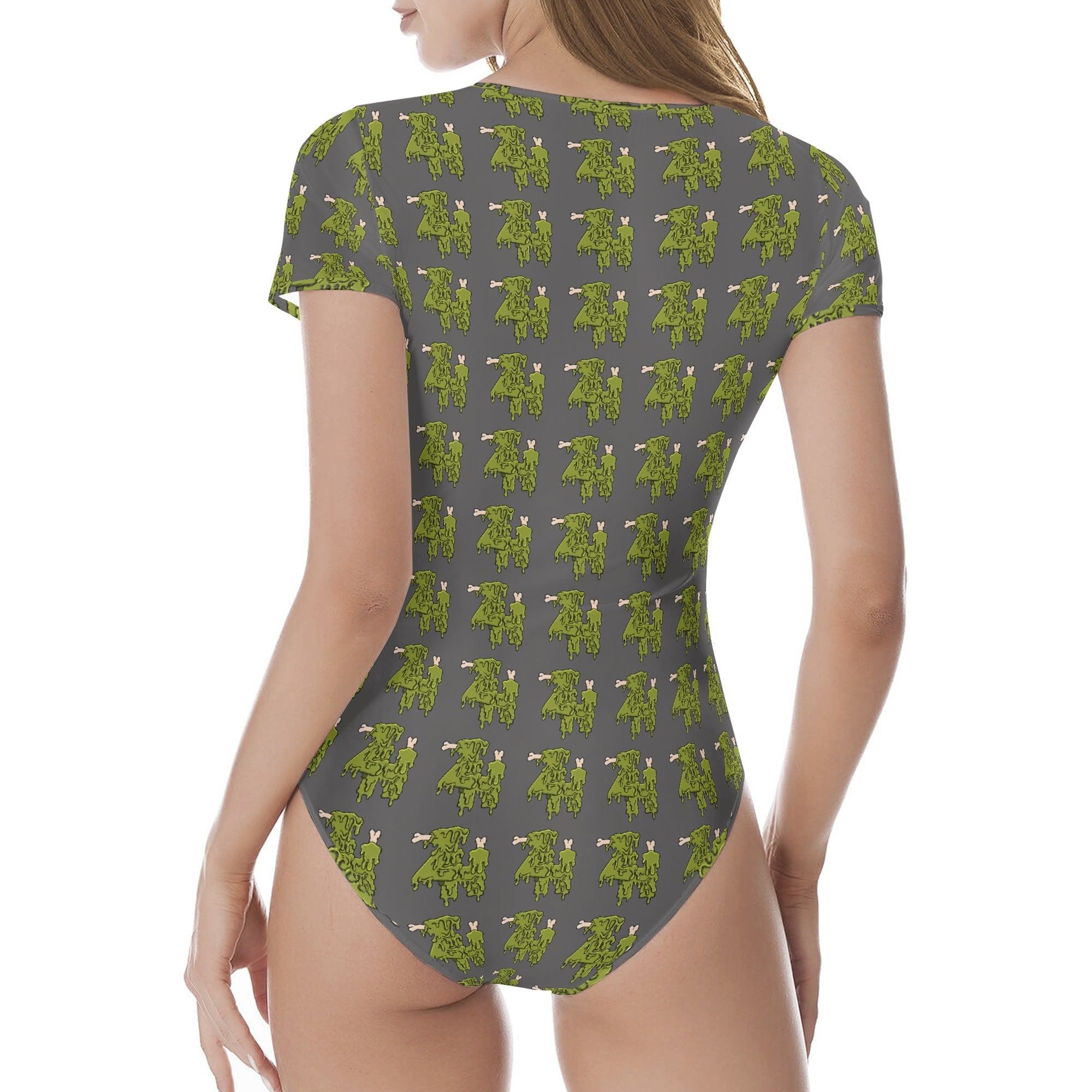 Womens Crew Neck Short Sleeve Slim Fit Bodysuit