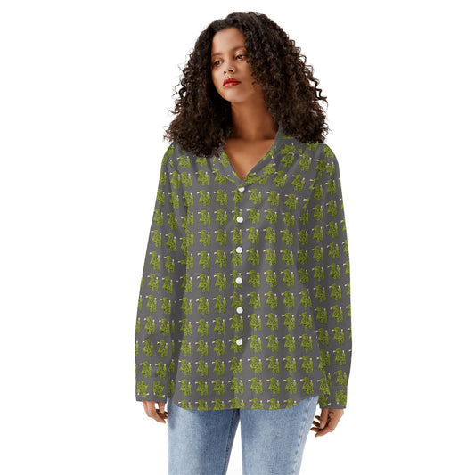 Womens Casual Long Sleeve Button Down Shirt