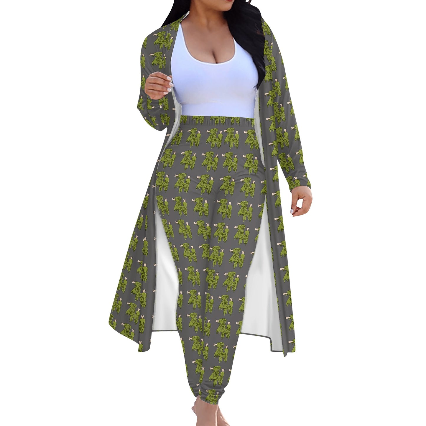 Womens Long Sleeve Cardigan and Leggings Sets