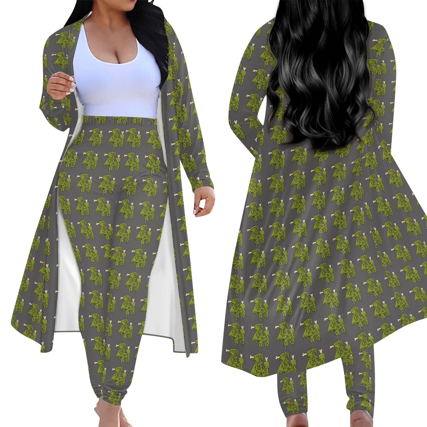 Womens Long Sleeve Cardigan and Leggings Sets