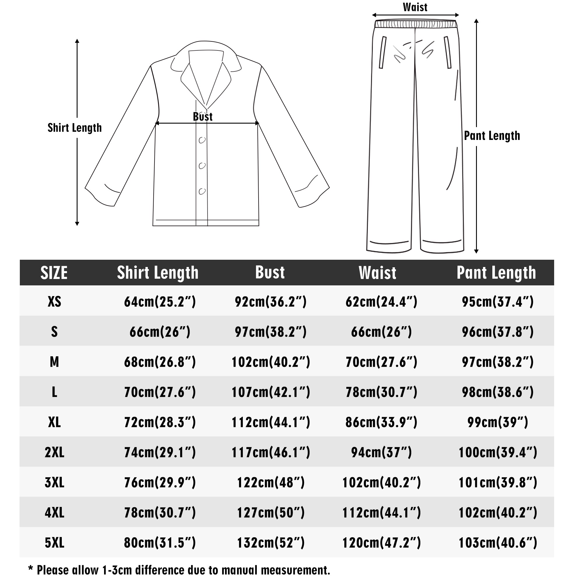 Unisex Long Sleeve Adult Pajama Set
