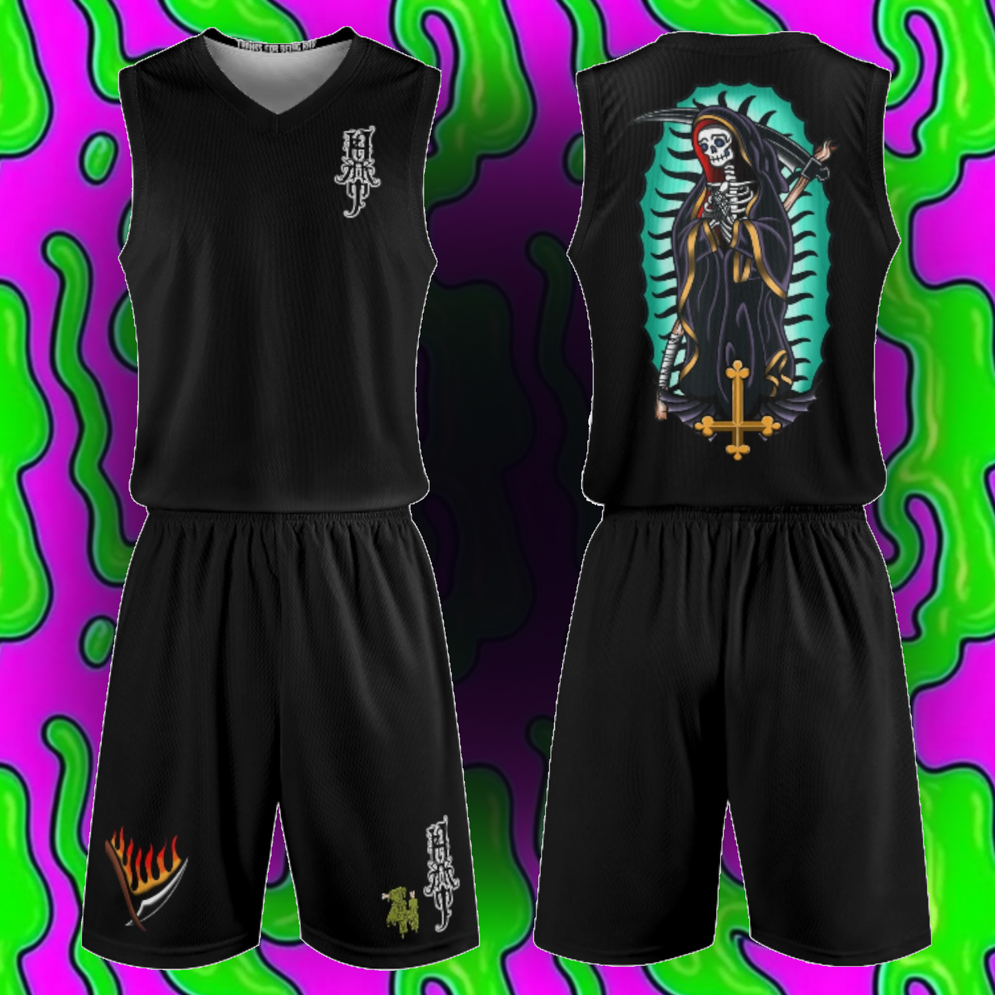 Mary the Reaper- By Heaps Rad Trad - Basketball Jersey Set